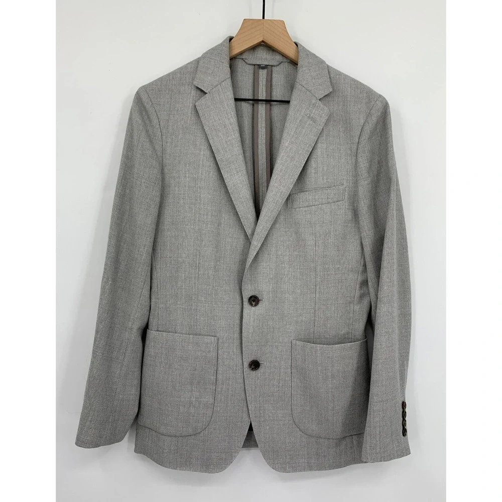 Bonobos Blazer Men 36R Gray Unstructured Wool Vitale Barberis Canonico Wool Slim